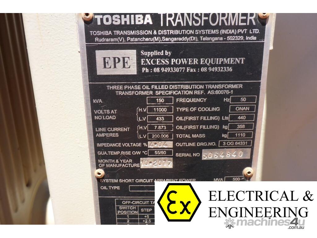 Used 2015 toshiba TRANSFORMER 150kVA HV 11000VOLTS LV 433VOLTS Electrical Transformers in