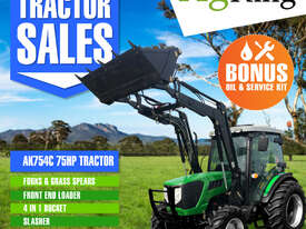 AgKing -75HP AK754C CabinTractor with FEL 4in1 Bucket & Package Slasher Forks & Spears - picture0' - Click to enlarge