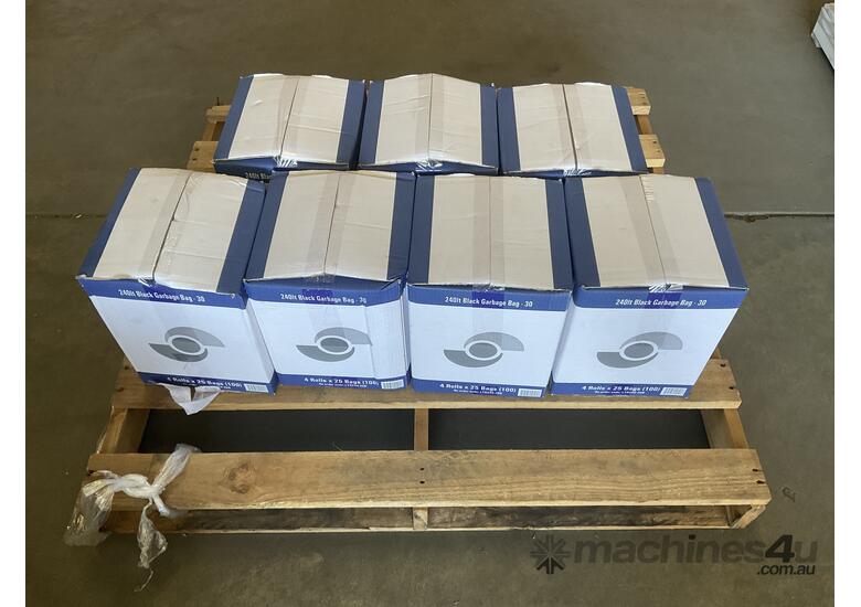 caption Pallet of 7x Boxes of 240lt Black Garbage Bags