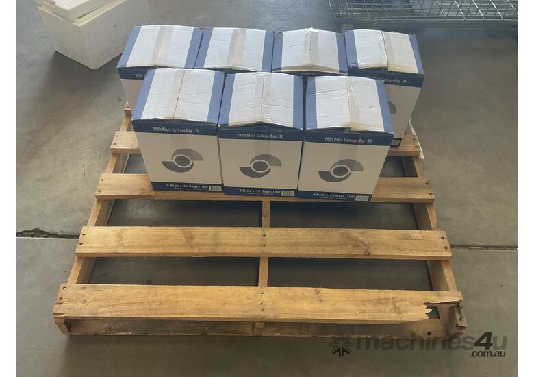 caption Pallet of 7x Boxes of 240lt Black Garbage Bags