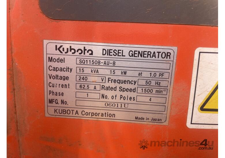 caption Kubota SQ1150B-AU-B Diesel Generator