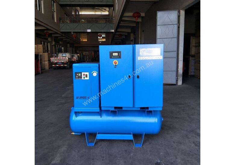 caption FOCUS INDUSTRIAL 50 CFM /15hp Rotary Screw Compressor w/ Integrated Air Dryer & Receiver Tank.