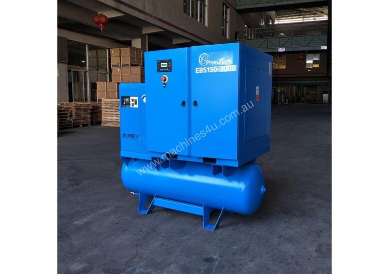 caption FOCUS INDUSTRIAL 50 CFM /15hp Rotary Screw Compressor w/ Integrated Air Dryer & Receiver Tank.