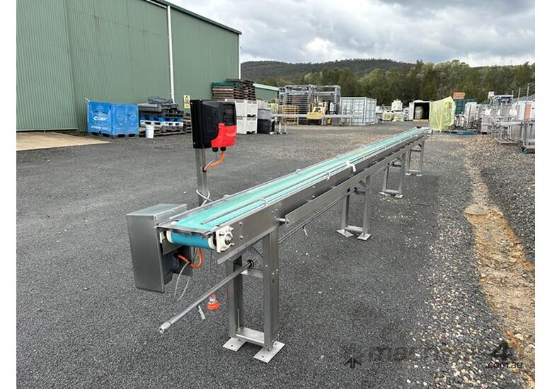 caption Conveyor Belt type 7.7m long x 200mm wide belt with SEW Speed control