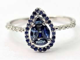 9CT WHITE GOLD, DIAMOND & 0.5CT SAPPHIRE RING - picture0' - Click to enlarge