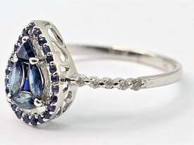 9CT WHITE GOLD, DIAMOND & 0.5CT SAPPHIRE RING - picture0' - Click to enlarge