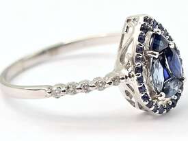 9CT WHITE GOLD, DIAMOND & 0.5CT SAPPHIRE RING - picture1' - Click to enlarge