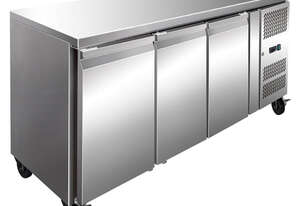 FE3100TN S/S Three Door Bench Fridge 386L