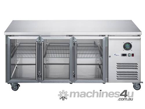FED-X Three Glass Door Bench Fridge Stainless Steel - XUB7C18G3V