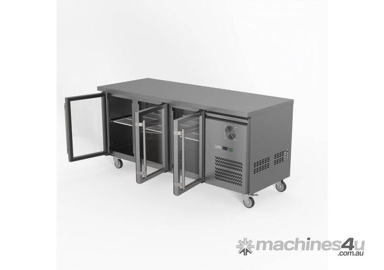 FED-X Three Glass Door Bench Fridge Stainless Steel - XUB7C18G3V