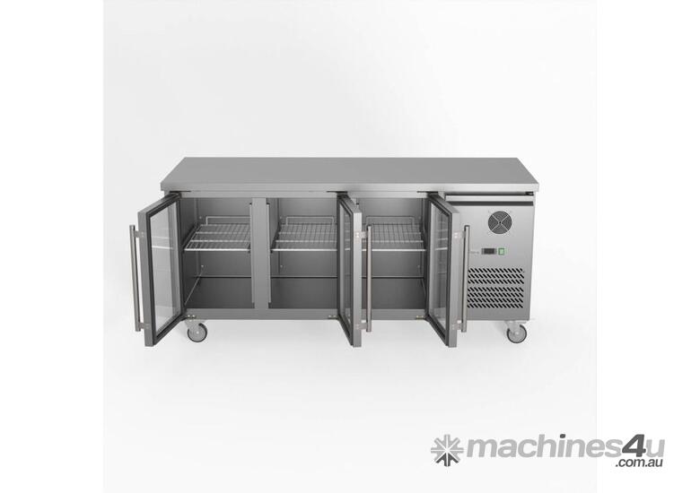 FED-X Three Glass Door Bench Fridge Stainless Steel - XUB7C18G3V