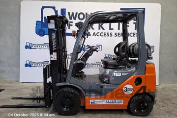 Wollongong Forklift: 2018 Toyota 1.8T, LPG, 3-Stage Container Mast, 4.3m Lift! Wollongong Forklift: 2018 Toyota 1.8T, LPG, 3-Stage Container Mast, 4.3m Lift!