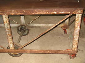 VINTAGE STEEL MOBILE WORK BENCH 1675L X 765W X 760 - picture1' - Click to enlarge
