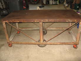 VINTAGE STEEL MOBILE WORK BENCH 1675L X 765W X 760 - picture0' - Click to enlarge