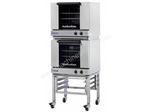 Turbofan E23M3/2C - Half Size Tray Manual Electric Convection Ovens Double Stacked With Castor Base 