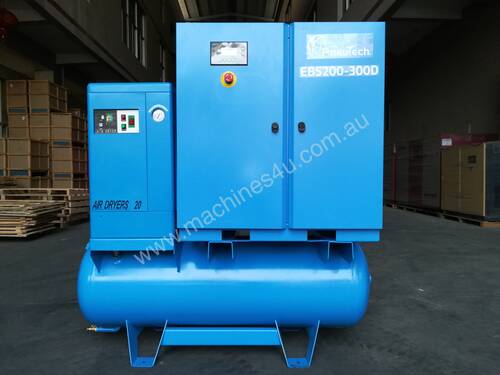 FOCUS INDUSTRIAL 85 CFM/20hp Rotary Screw Compressor w/ Integrated Air Dryer & Receiver Tank.