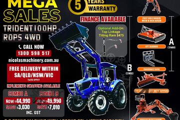 TRIDENT MEGA SALE 100HP 4WD CANOPY TRACTOR WITH 4IN1 BUCKET COMBO DEAL 5 YEARS WARRANTY