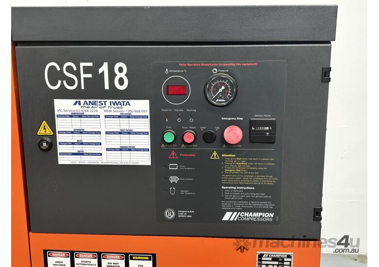 caption Champion Air Compressor - CSF18, 18kW, Quiet Operation with Acoustic Foaming