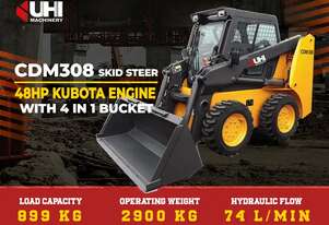 UHI CDM308 48HP Skid Steer Loader | 899kg Rated Load | Durable ROPS / FOPS Cab