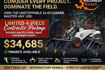 Brand   Ozziquip AL40 Mini Loader 4-in-1 with Ripper & Rotating Wood Grapple 4-Piece Package