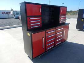2.1m Work Bench/Tool Cabinet, 18 Drawers, 2 Doors (Red) - picture0' - Click to enlarge