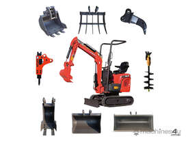 RHINOCEROS XN12-8 1.2T KUBOTA DIESEL SWING BOOM ADJ TRACKS MINI EXCAVATOR INC 10 X ATTACHMENTS - picture0' - Click to enlarge