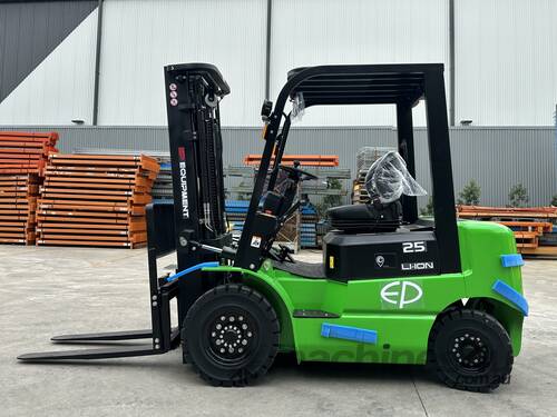 caption EP ICE251 – 2.5T Electric Power Forklift | Lithium Battery & Fast Charger | 4.8m Lift Height