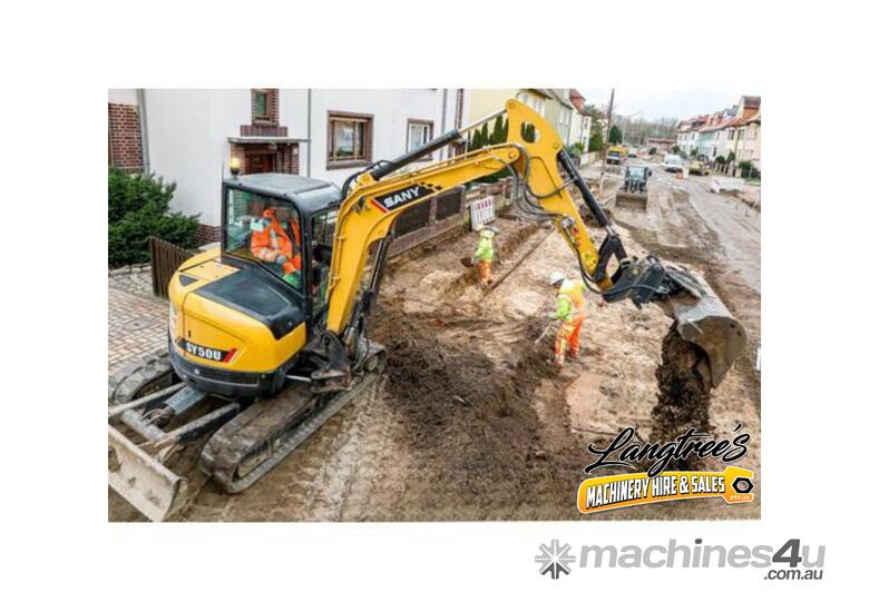 caption SY50U 5.3T Excavator | 5-Year/5000hr Warranty | 29.1 kW Power | Ideal for Excavation & Heavy Lifting