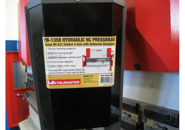 caption Shaw - Demo Metalmaster 3200mm x 135 ton Hydraulic Pressbrake with Laser Guarding
