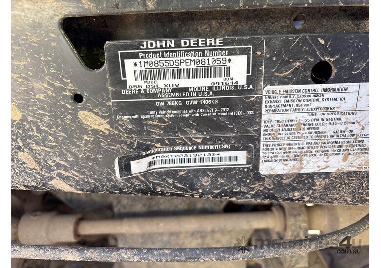 caption 2014 John Deere 855D ATV 4WD