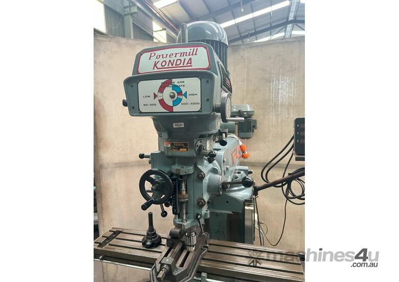 Kondia FV-1 Turret Mill with Slotter and 3 axis DRO