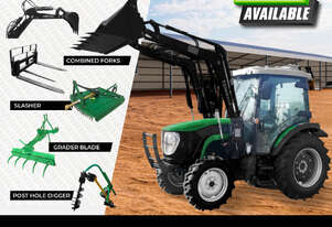AgKing - 65HP Premium Cabin Tractor with Front End Loader - Rotary Hoe - Pallet Forks Plus More!