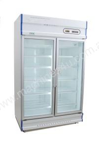 caption Double Glass Door Upright Display Fridge