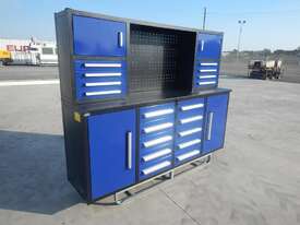 2.1m Work Bench/Tool Cabinet, 18 Drawers, 2 Doors (Blue) - picture0' - Click to enlarge
