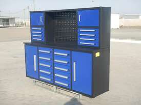 2.1m Work Bench/Tool Cabinet, 18 Drawers, 2 Doors (Blue) - picture0' - Click to enlarge