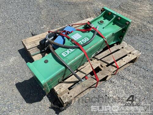 Unused EXEQ750 Hydraulic Breaker to suit 6-8T Excavator, 2 x Chisel Tools