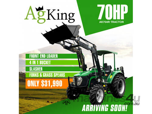 70hp Tractor - AK704 Rops Tractor with Front-End Loader 4in1 Bucket - Slasher - Forks & Spears!