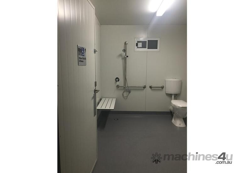 caption Auzbilt Compliant Disabled Shower Portable Toilets: 3m x 3m, For Sale or Hire