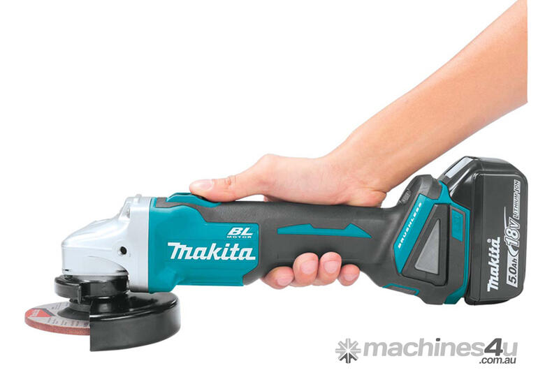 caption Makita 18V Mobile Brushless 125mm Slide Switch Angle Grinder - DGA506Z