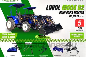 TANNERTRACK - LOVOL 50HP (-TB1-G2-) 4WD Tractor inc Loader & 4in1 Bucket