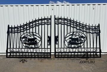 9FT Cow Design Wrought Iron Style Gates