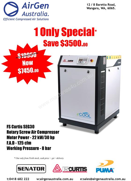 Used fscurtis FS SEG30 2540Hp Screw Compressor in Wangara, WA
