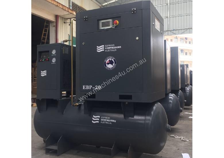 caption 11kW - 58cfm Screw Compressor with tank and dryer (15hp)