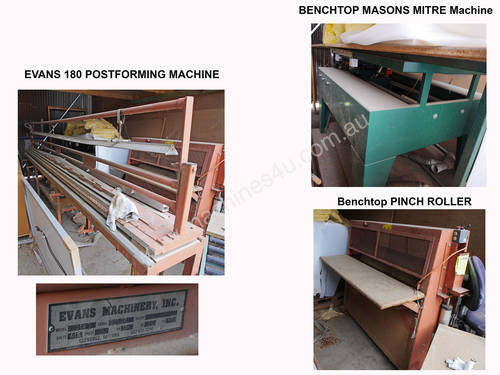 BENCHTOP POSTFORMING MACHINERY(Postformer + Masons Mitre machine + Pinch Roller)