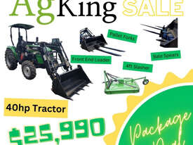 AgKing - 40HP Tractor ROPS 4WD AK404BP with FEL & 4in1 Bucket Package Slasher, Forks and Spears - picture0' - Click to enlarge