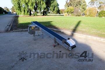 Stainless Steel Incline Motorised Belt Conveyor - 2.5m long - TNA