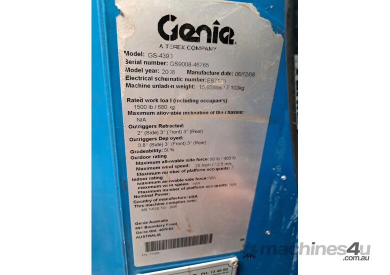 Genie GS-4390 RT 2023 43ft Rough Terrain Scissor Lift – 680kg SWL, Deutz Diesel