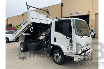 04/2010 Isuzu NPR 300 Medium (4x2) NH Tipper White Turbo Diesel 5.2L - Custom Hiab Crane/Tipper