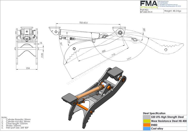 New 2017 fma MANUAL THUMB Excavator Grab in , - Listed on Machines4u