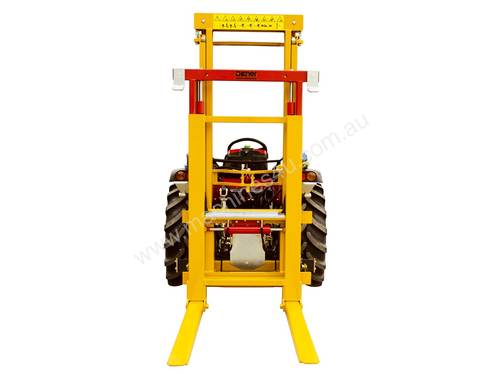 caption Ilmer 3PL Tractor Forklift Mast Attachment with Patented hydraulic fork-closing!